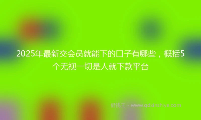 2025年最新交会员就能下的口子有哪些，概括5个无视一切是人就下款平台