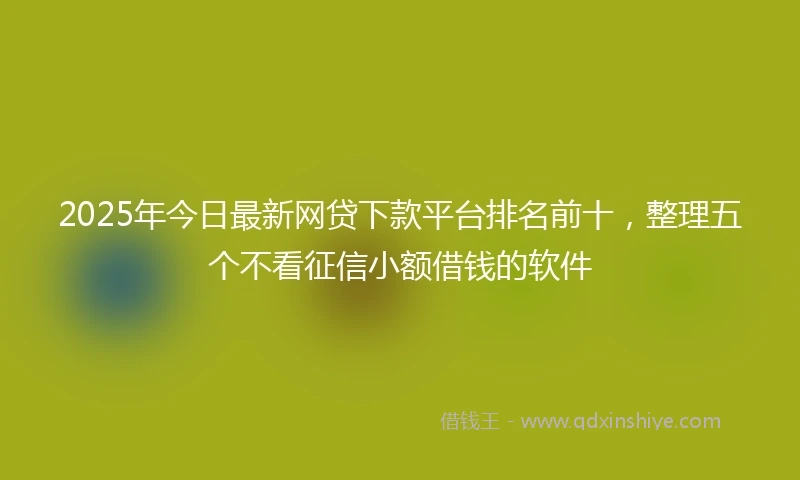 2025年今日最新网贷下款平台排名前十，整理五个不看征信小额借钱的软件