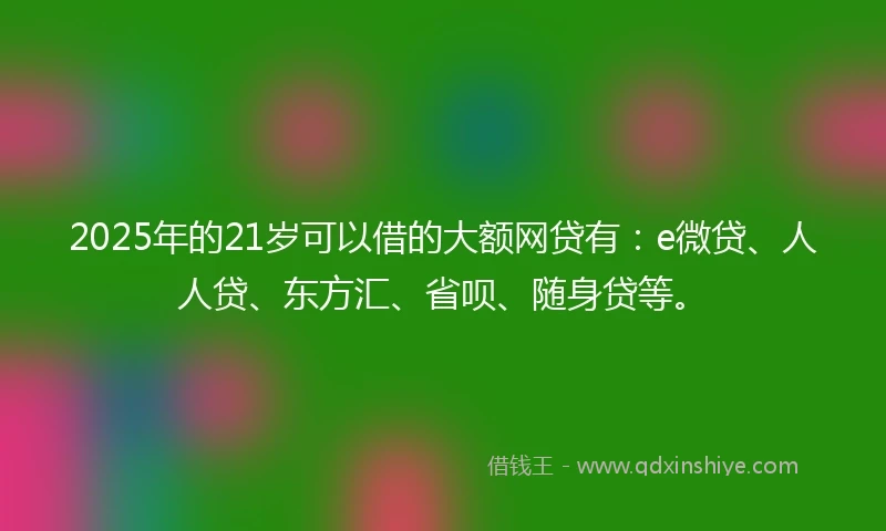 2025年的21岁可以借的大额网贷有：e微贷、人人贷、东方汇、省呗、随身贷等。