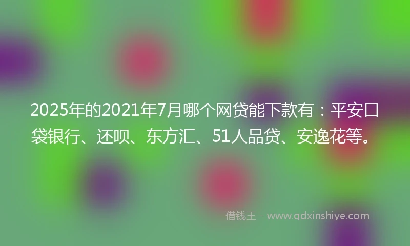 2025年的2021年7月哪个网贷能下款有：平安口袋银行、还呗、东方汇、51人品贷、安逸花等。