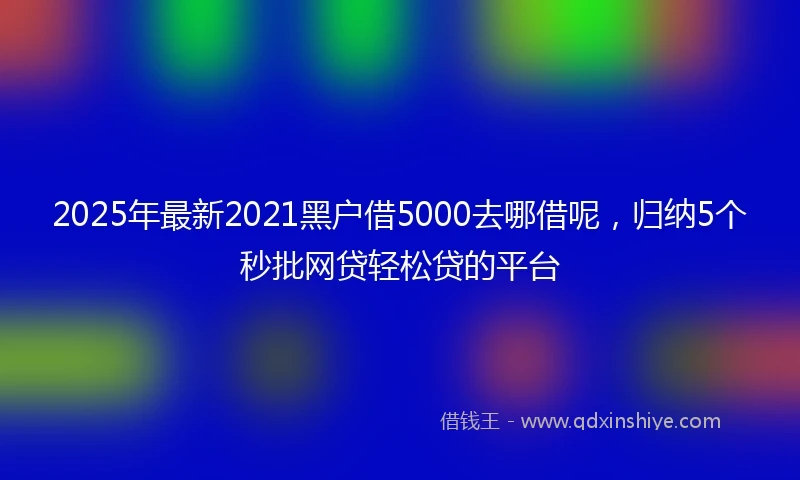 2025年最新2021黑户借5000去哪借呢，归纳5个秒批网贷轻松贷的平台