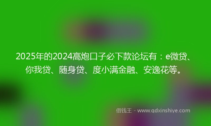 2025年的2024高炮口子必下款论坛有：e微贷、你我贷、随身贷、度小满金融、安逸花等。