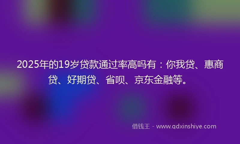 2025年的19岁贷款通过率高吗有：你我贷、惠商贷、好期贷、省呗、京东金融等。