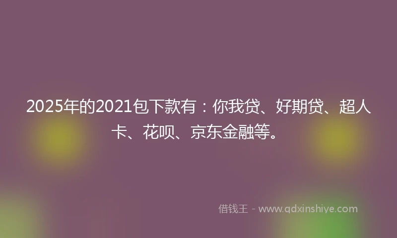 2025年的2021包下款有：你我贷、好期贷、超人卡、花呗、京东金融等。
