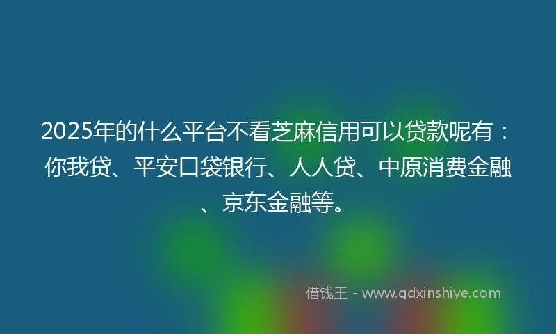 2025年的什么平台不看芝麻信用可以贷款呢有：你我贷、平安口袋银行、人人贷、中原消费金融、京东金融等。