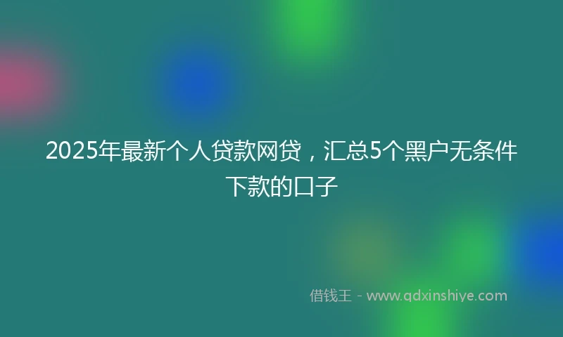 2025年最新个人贷款网贷，汇总5个黑户无条件下款的口子