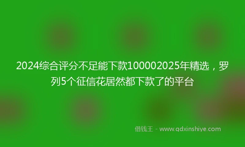 2024综合评分不足能下款100002025年精选，罗列5个征信花居然都下款了的平台