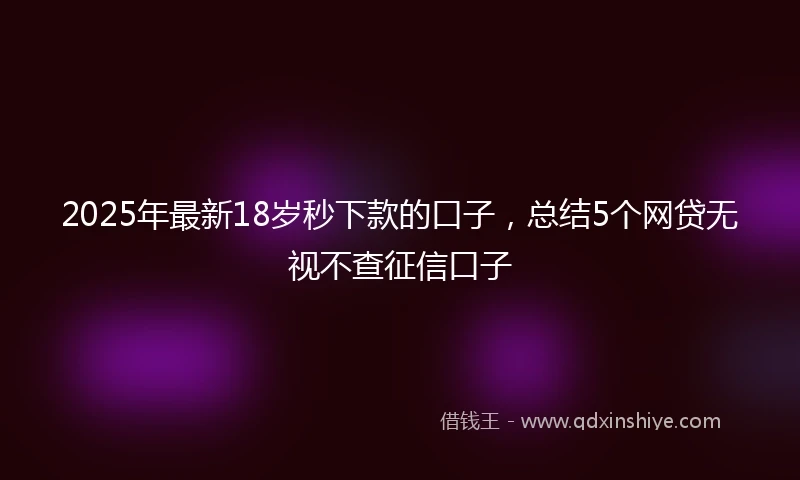 2025年最新18岁秒下款的口子，总结5个网贷无视不查征信口子