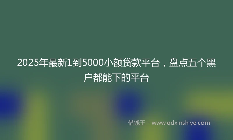 2025年最新1到5000小额贷款平台，盘点五个黑户都能下的平台