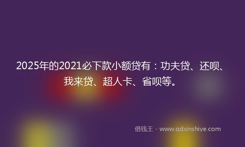 2025年的2021必下款小额贷有：功夫贷、还呗、我来贷、超人卡、省呗等。