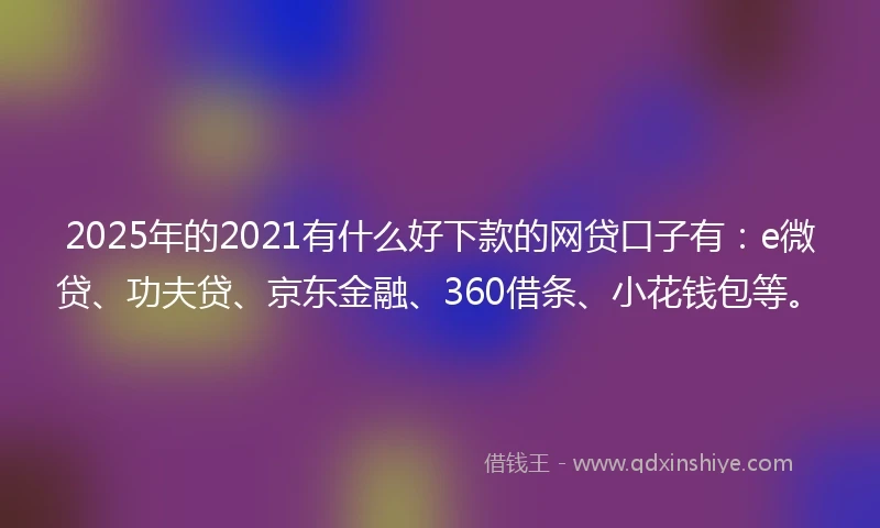 2025年的2021有什么好下款的网贷口子有：e微贷、功夫贷、京东金融、360借条、小花钱包等。