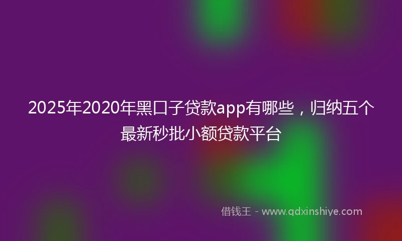 2025年2020年黑口子贷款app有哪些，归纳五个最新秒批小额贷款平台