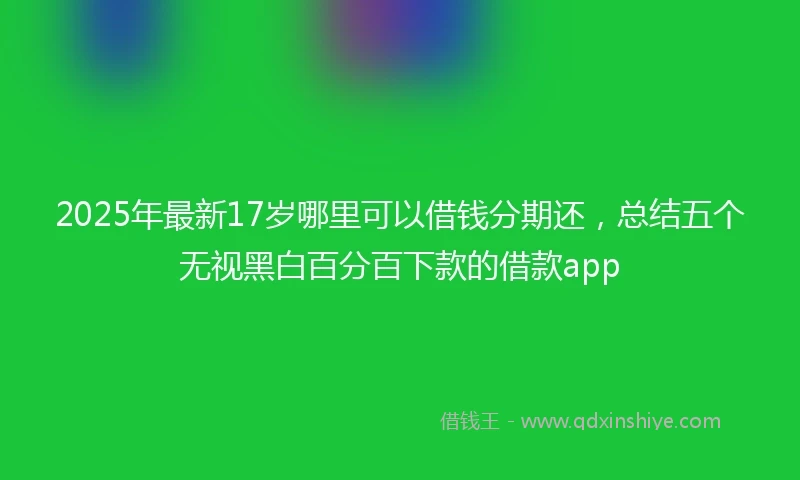 2025年最新17岁哪里可以借钱分期还，总结五个无视黑白百分百下款的借款app