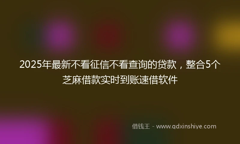 2025年最新不看征信不看查询的贷款，整合5个芝麻借款实时到账速借软件