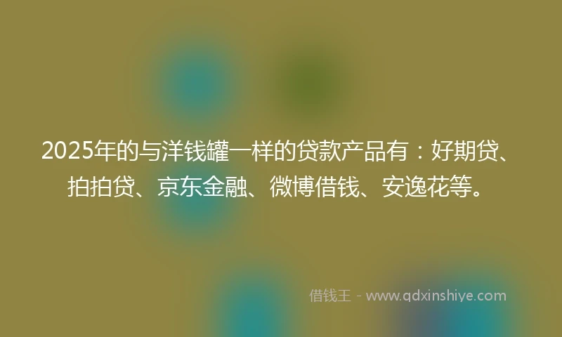 2025年的与洋钱罐一样的贷款产品有：好期贷、拍拍贷、京东金融、微博借钱、安逸花等。