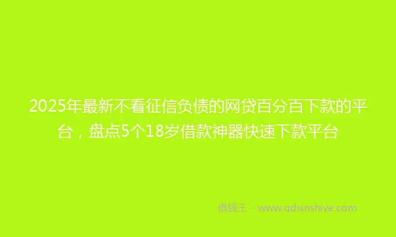 2025年最新不看征信负债的网贷百分百下款的平台，盘点5个18岁借款神器快速下款平台