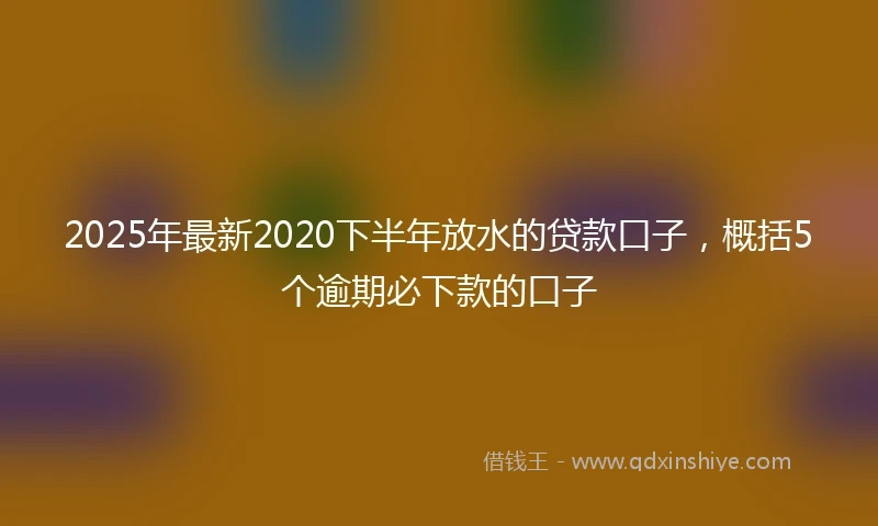 2025年最新2020下半年放水的贷款口子，概括5个逾期必下款的口子