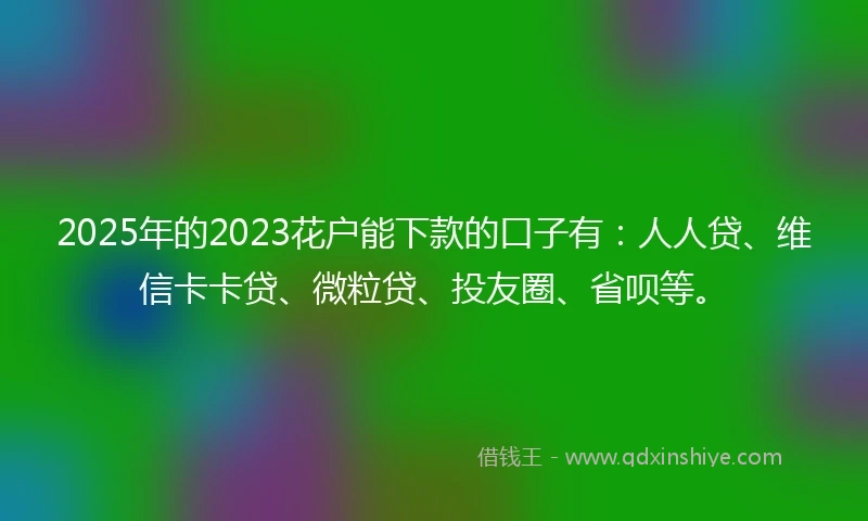 2025年的2023花户能下款的口子有：人人贷、维信卡卡贷、微粒贷、投友圈、省呗等。
