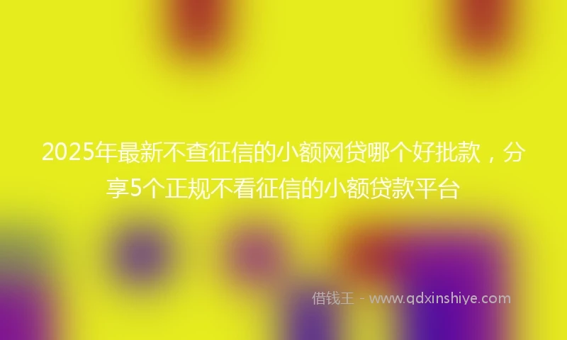 2025年最新不查征信的小额网贷哪个好批款，分享5个正规不看征信的小额贷款平台