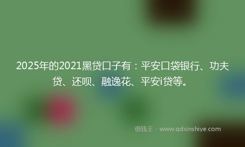 2025年的2021黑贷口子有：平安口袋银行、功夫贷、还呗、融逸花、平安i贷等。