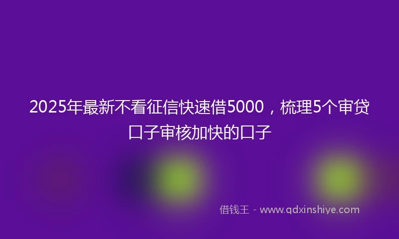 2025年最新不看征信快速借5000，梳理5个审贷口子审核加快的口子