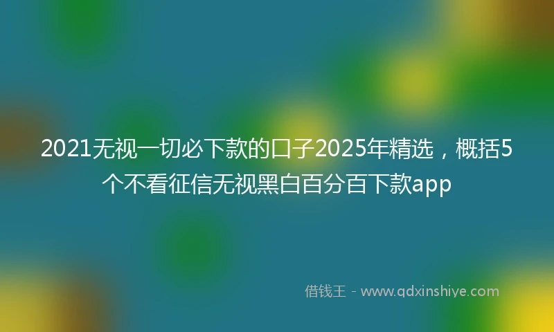 2021无视一切必下款的口子2025年精选，概括5个不看征信无视黑白百分百下款app