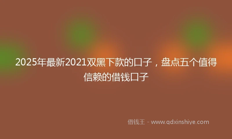 2025年最新2021双黑下款的口子，盘点五个值得信赖的借钱口子