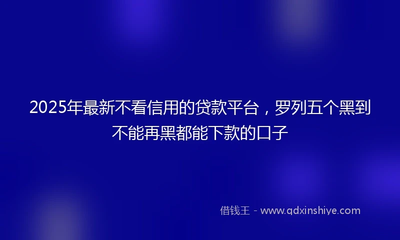 2025年最新不看信用的贷款平台，罗列五个黑到不能再黑都能下款的口子