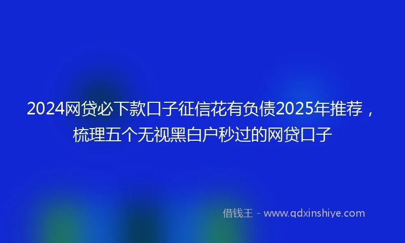 2024网贷必下款口子征信花有负债2025年推荐，梳理五个无视黑白户秒过的网贷口子