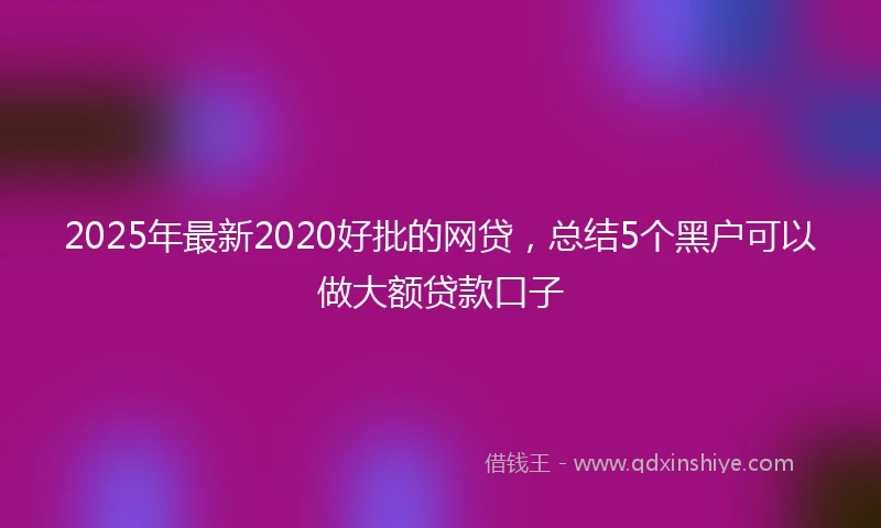 2025年最新2020好批的网贷，总结5个黑户可以做大额贷款口子