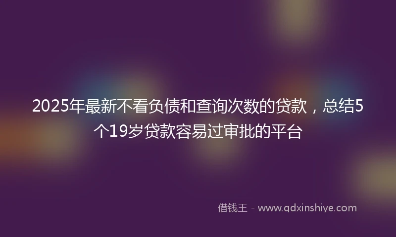 2025年最新不看负债和查询次数的贷款，总结5个19岁贷款容易过审批的平台