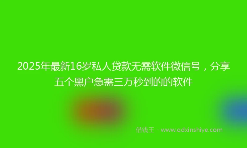 2025年最新16岁私人贷款无需软件微信号，分享五个黑户急需三万秒到的的软件