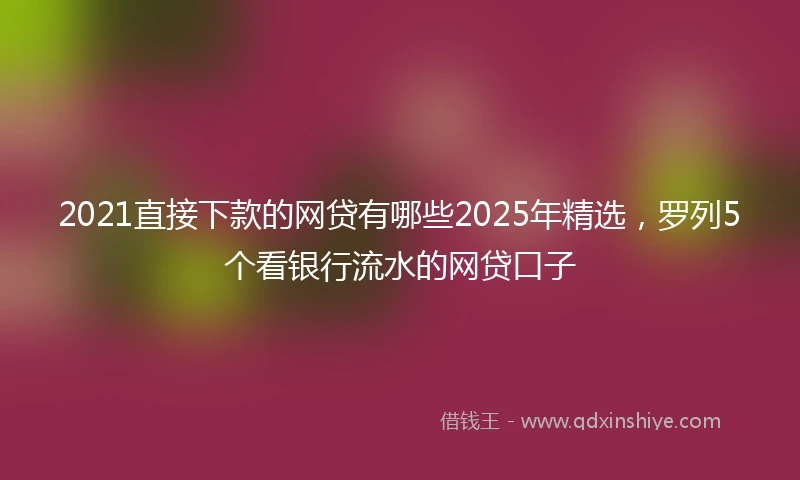 2021直接下款的网贷有哪些2025年精选，罗列5个看银行流水的网贷口子