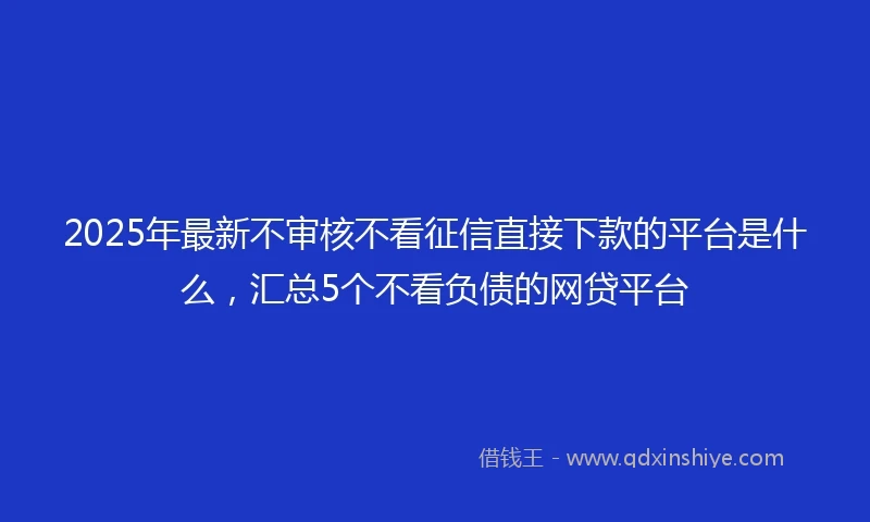 2025年最新不审核不看征信直接下款的平台是什么，汇总5个不看负债的网贷平台