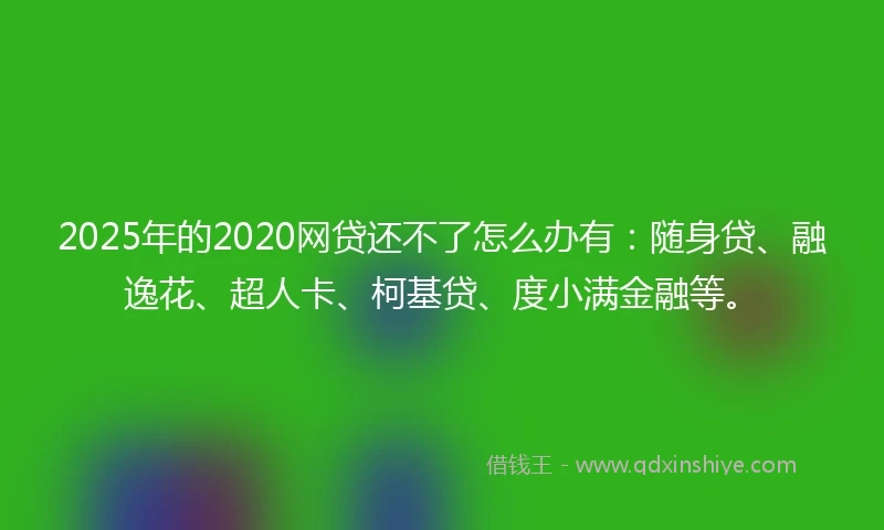 2025年的2020网贷还不了怎么办有：随身贷、融逸花、超人卡、柯基贷、度小满金融等。