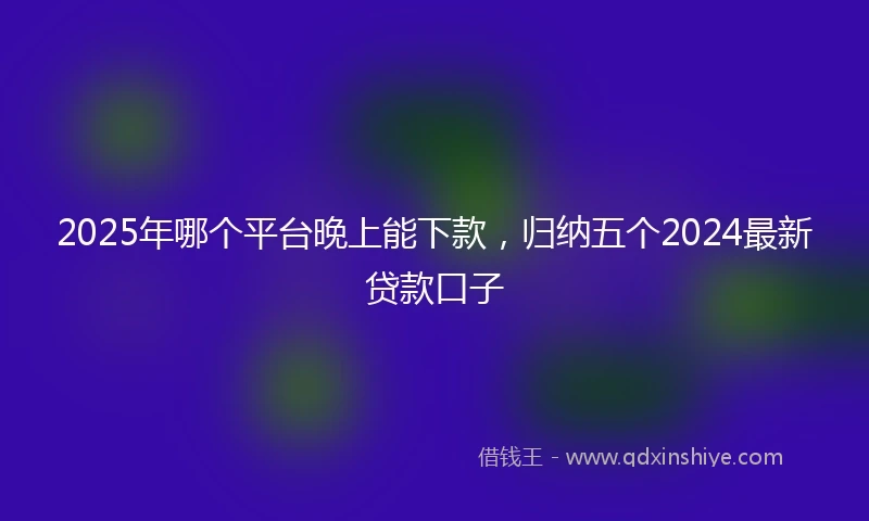 2025年哪个平台晚上能下款，归纳五个2024最新贷款口子