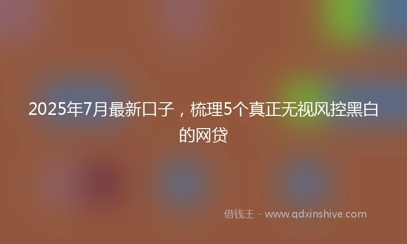 2025年7月最新口子，梳理5个真正无视风控黑白的网贷