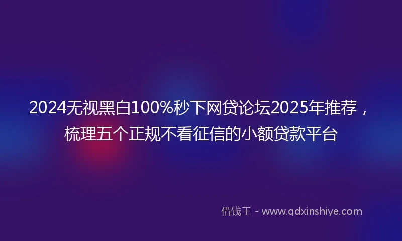2024无视黑白100%秒下网贷论坛2025年推荐，梳理五个正规不看征信的小额贷款平台