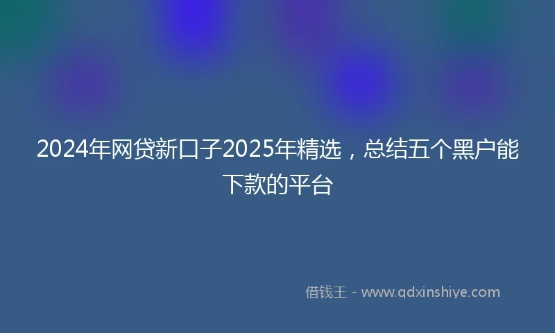 2024年网贷新口子2025年精选，总结五个黑户能下款的平台