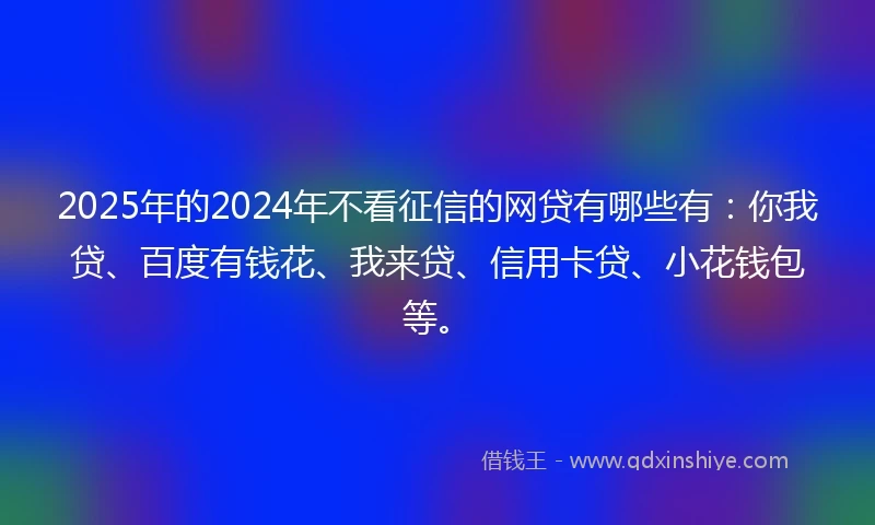 2025年的2024年不看征信的网贷有哪些有：你我贷、百度有钱花、我来贷、信用卡贷、小花钱包等。