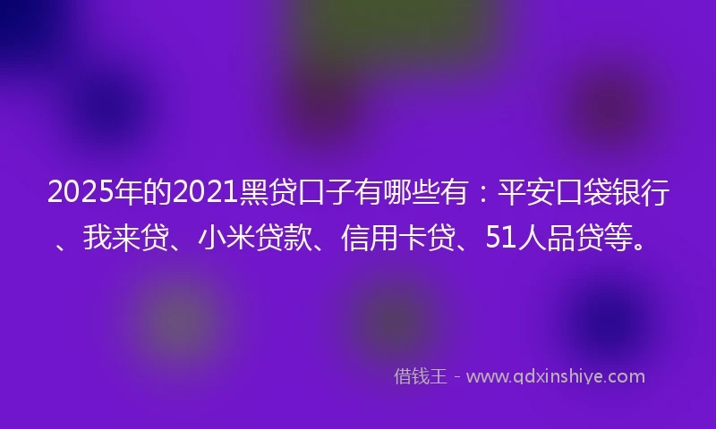 2025年的2021黑贷口子有哪些有：平安口袋银行、我来贷、小米贷款、信用卡贷、51人品贷等。