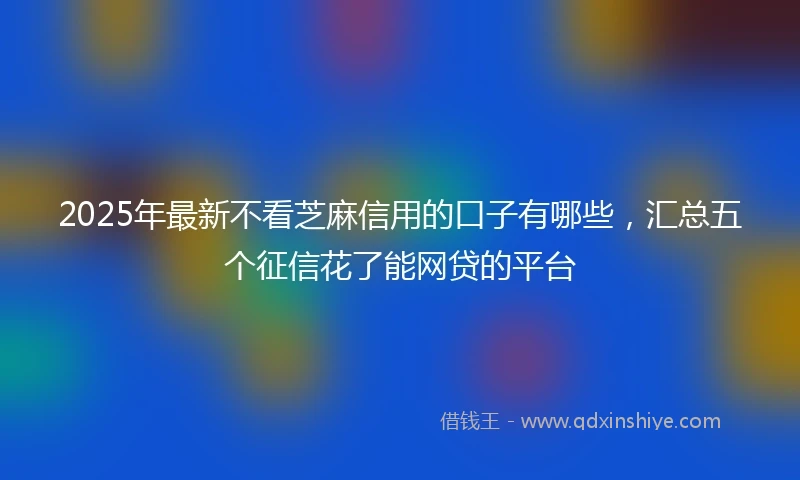 2025年最新不看芝麻信用的口子有哪些，汇总五个征信花了能网贷的平台