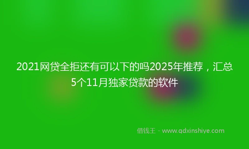 2021网贷全拒还有可以下的吗2025年推荐，汇总5个11月独家贷款的软件