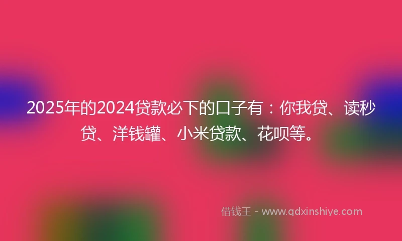 2025年的2024贷款必下的口子有：你我贷、读秒贷、洋钱罐、小米贷款、花呗等。