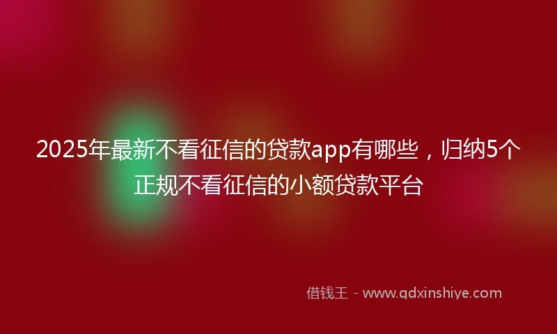 2025年最新不看征信的贷款app有哪些，归纳5个正规不看征信的小额贷款平台