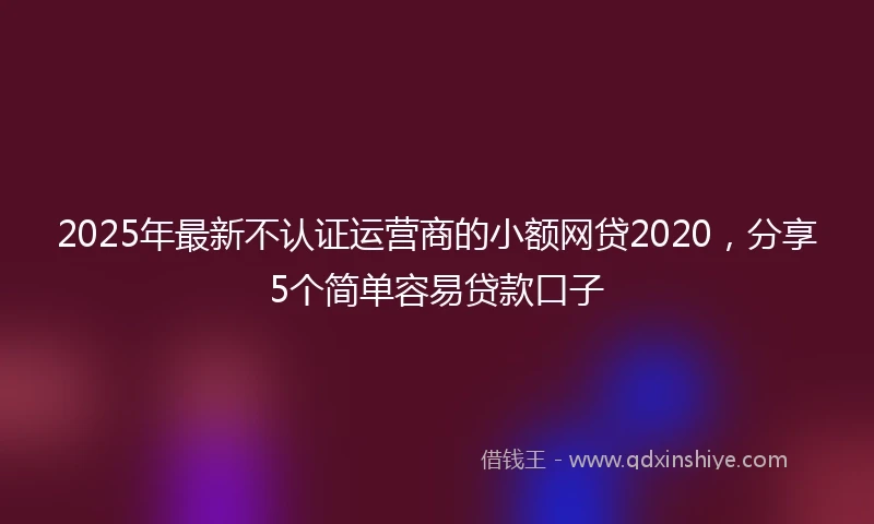 2025年最新不认证运营商的小额网贷2020，分享5个简单容易贷款口子