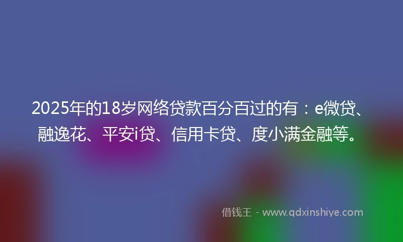 2025年的18岁网络贷款百分百过的有：e微贷、融逸花、平安i贷、信用卡贷、度小满金融等。