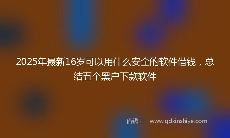 2025年最新16岁可以用什么安全的软件借钱，总结五个黑户下款软件