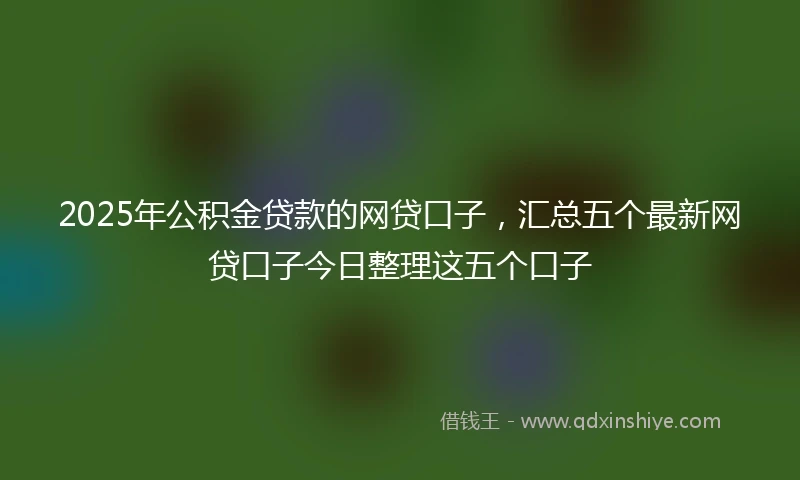 2025年公积金贷款的网贷口子，汇总五个最新网贷口子今日整理这五个口子