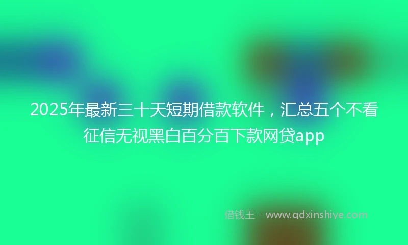 2025年最新三十天短期借款软件，汇总五个不看征信无视黑白百分百下款网贷app